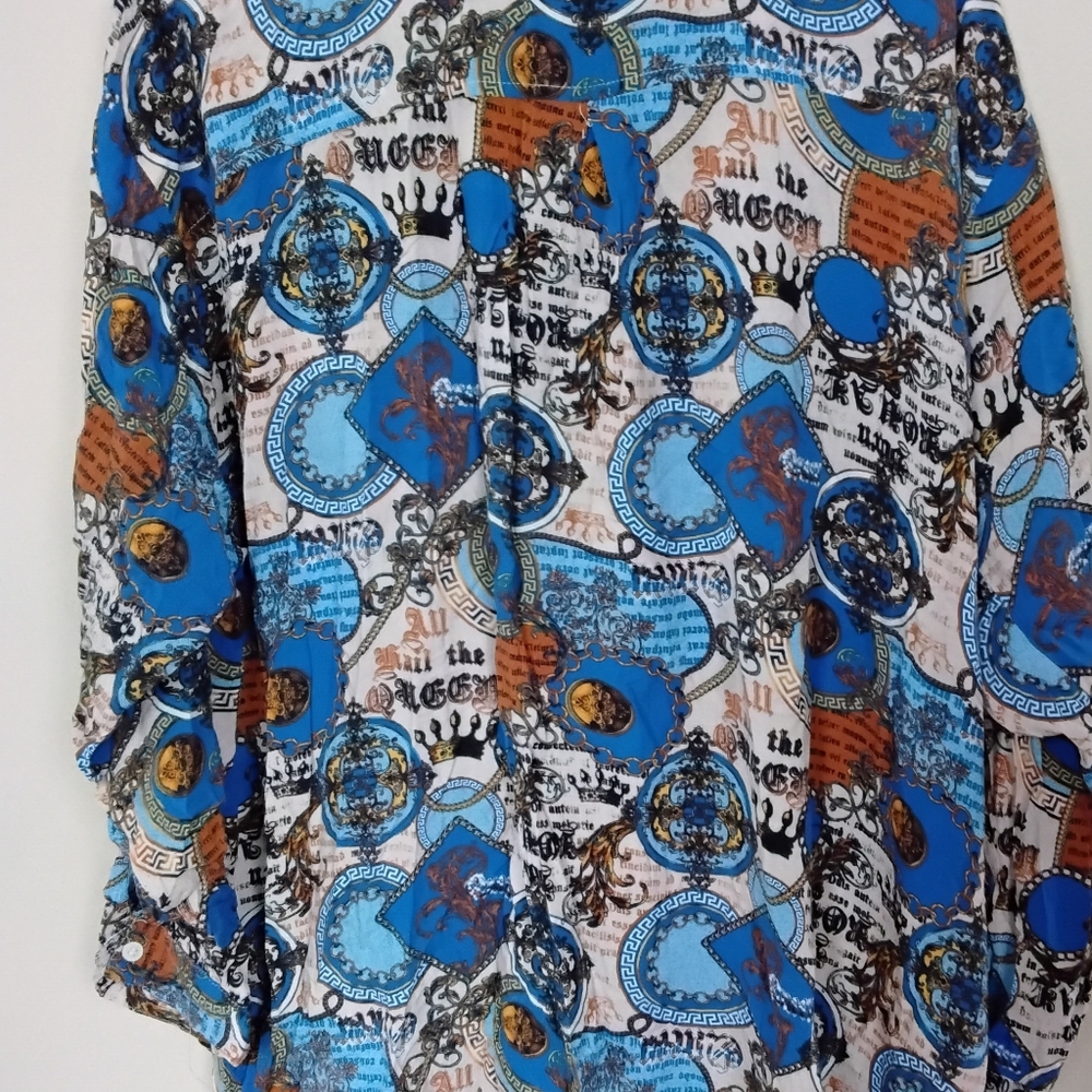 Women Blue and Brown Graphic Shirt